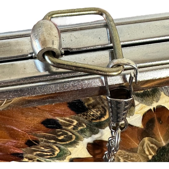 VINTAGE (60s) EXOTIC PEACOCK  FEATHER CLUTCH - GORGEOUS! - Picture 11 of 13